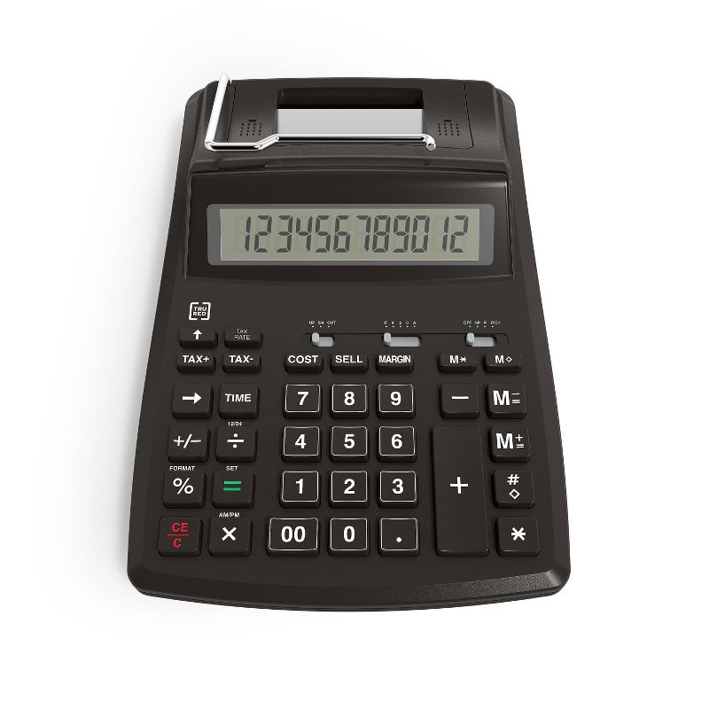 TRU RED TR44780 12-Digit Desktop Printing Calculator, Black 