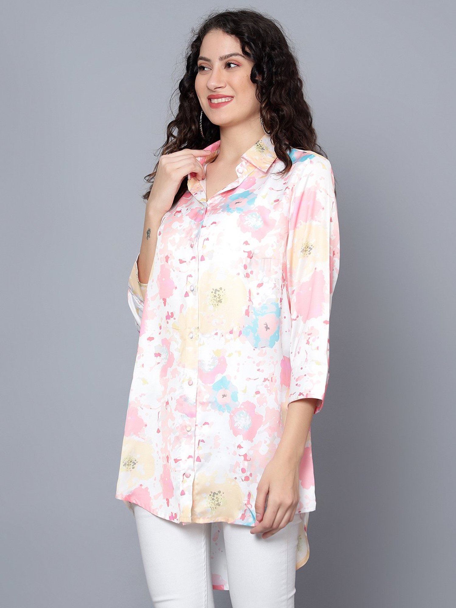 Anvi Be Yourself Multicolor Printed Long Shirt