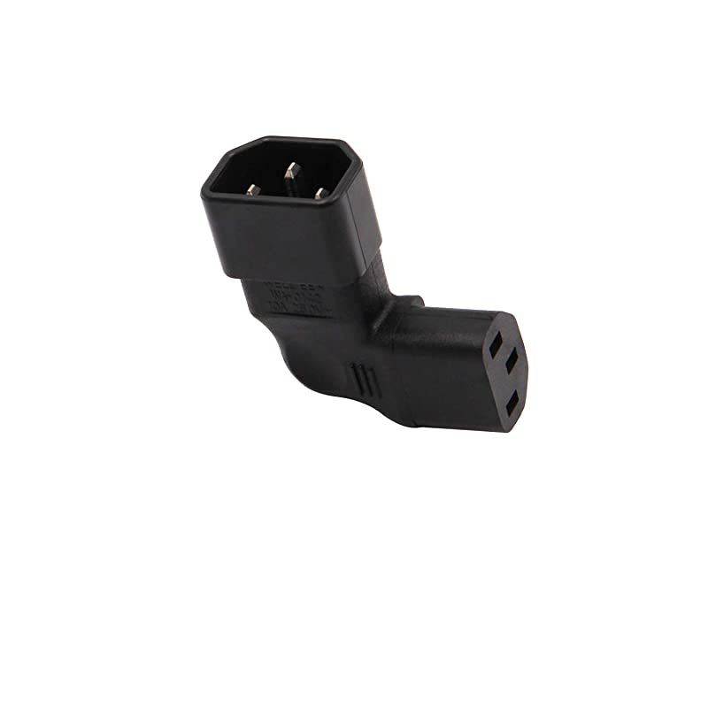 2Pack Right Angle IEC C14 to C13 Power Adapter PDU Power Extension for LCD LED TV Wall Mount