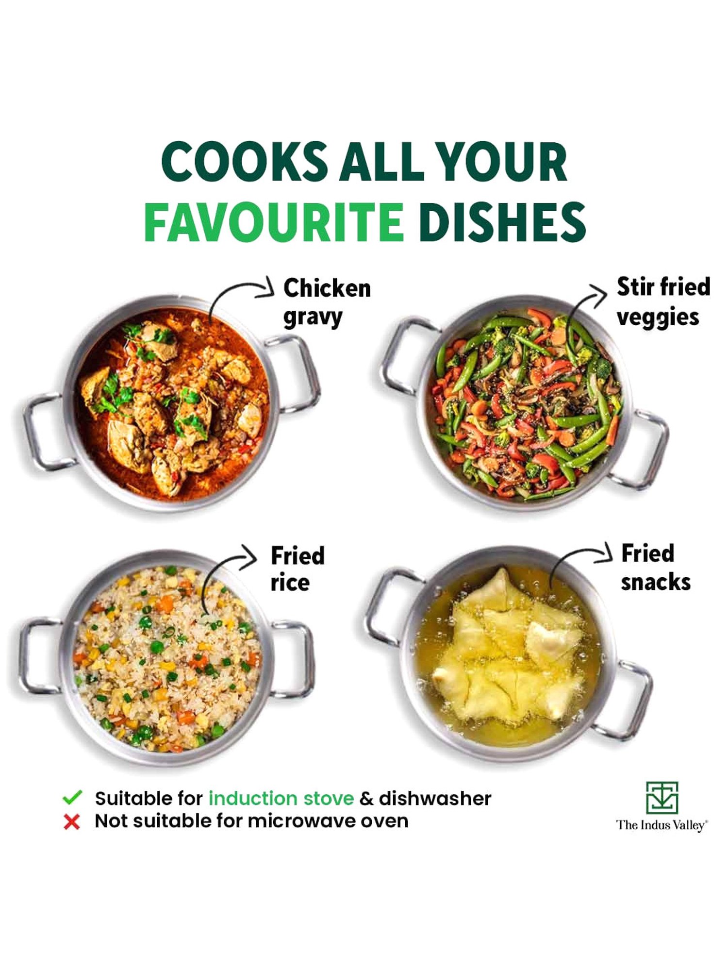 The Indus Valley Silver Stainless Steel Cookware set