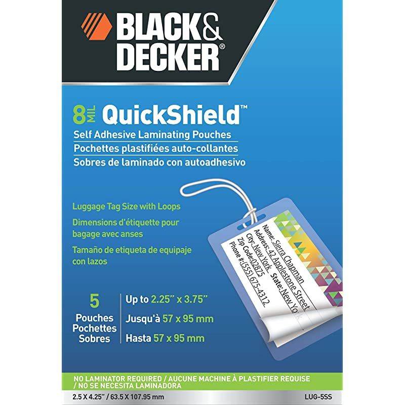DECKER QuickShield SelfAdhesive Luggage Tag Laminating Pouches 8mil 5 Pack LUG5SS