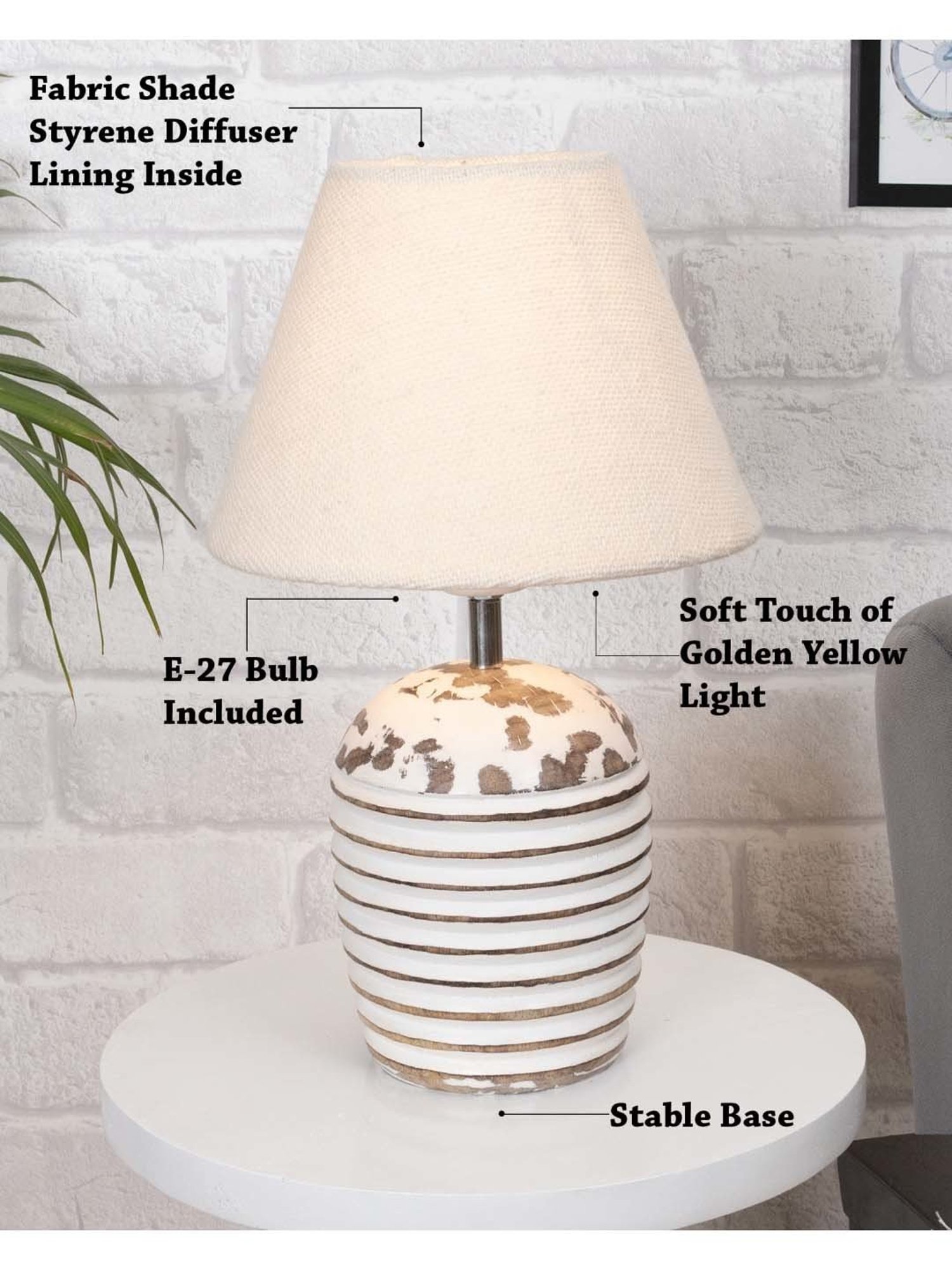 Homesake 'Modern' White Wood Table Lamp with Base - Set of 1