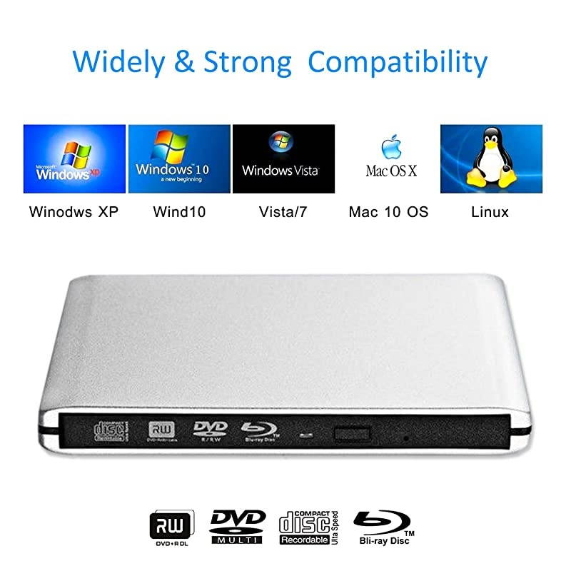 Aluminum USB C USB 30 3D Bluray Burner DVD CD Writer Drive Compatible with 2012 to 2019 MacBook Air MacBook Pro New iMac and All Windows Pcs