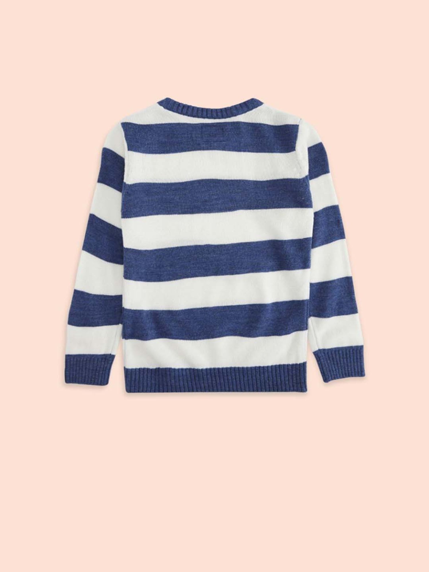 Pantaloons Baby Kids Blue & White Striped Full Sleeves Sweater