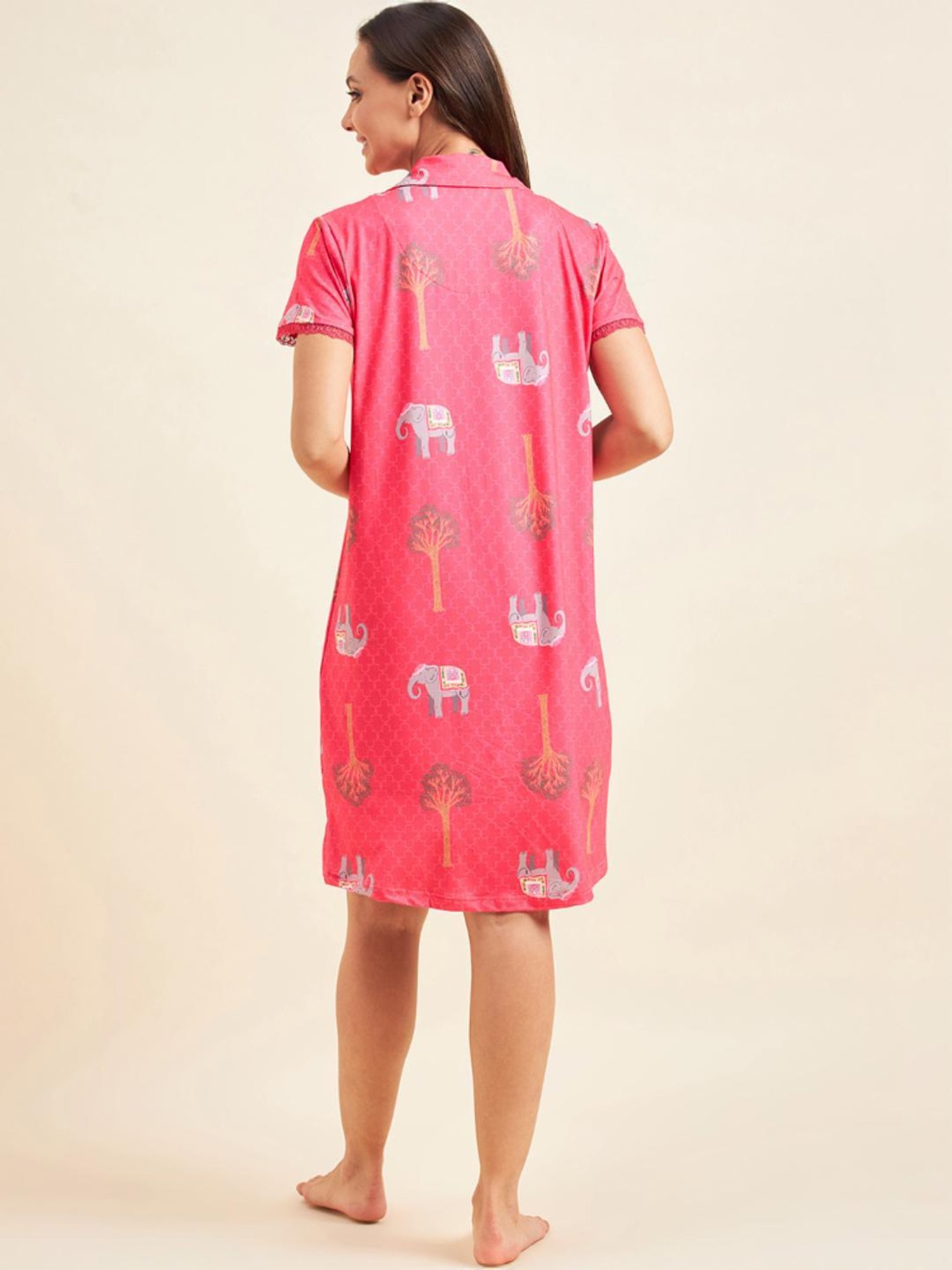 Sweet Dreams Pink Printed Night Dress