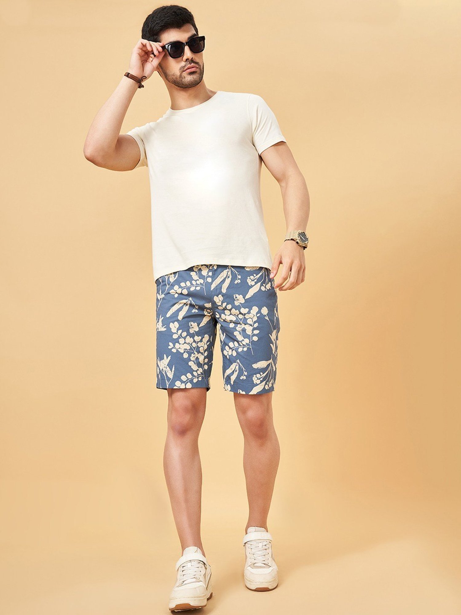 Urban Ranger By Pantaloons Deep Water Cotton Regular Fit Printed Shorts