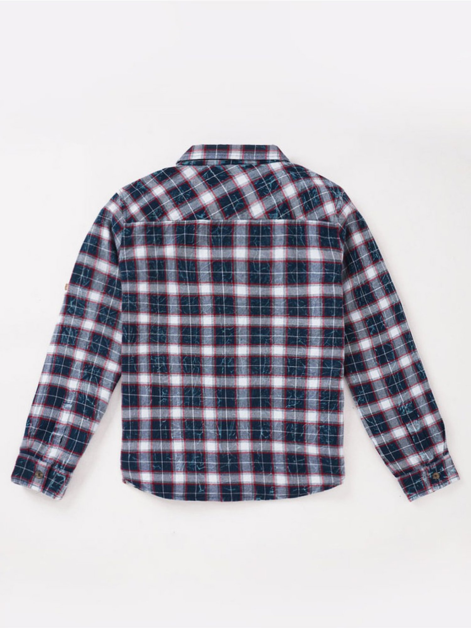 Edheads Kids Blue & White Cotton Chequered Full Sleeves Shirt