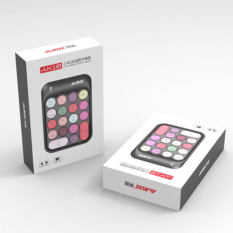 Ajazz AK18 2.4G Wireless Numeric Keypad 18-Key Retro Typewriter Round Keycap - White