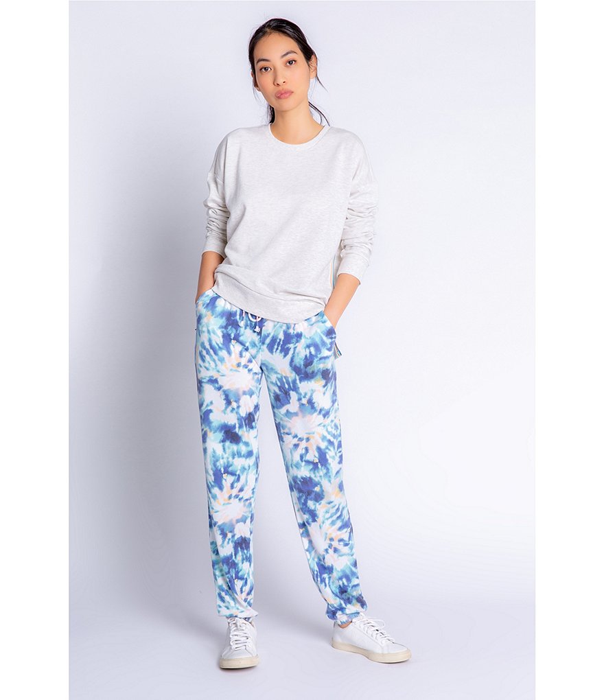 PJ Salvage Spiral Nights Tie-Dye Print Jersey Knit Jogger Coordinating Sleep Pants