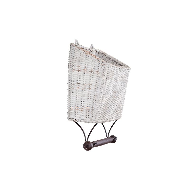 Wicker Wall Magazine & Toilet Paper Holder - White - 3R Studios