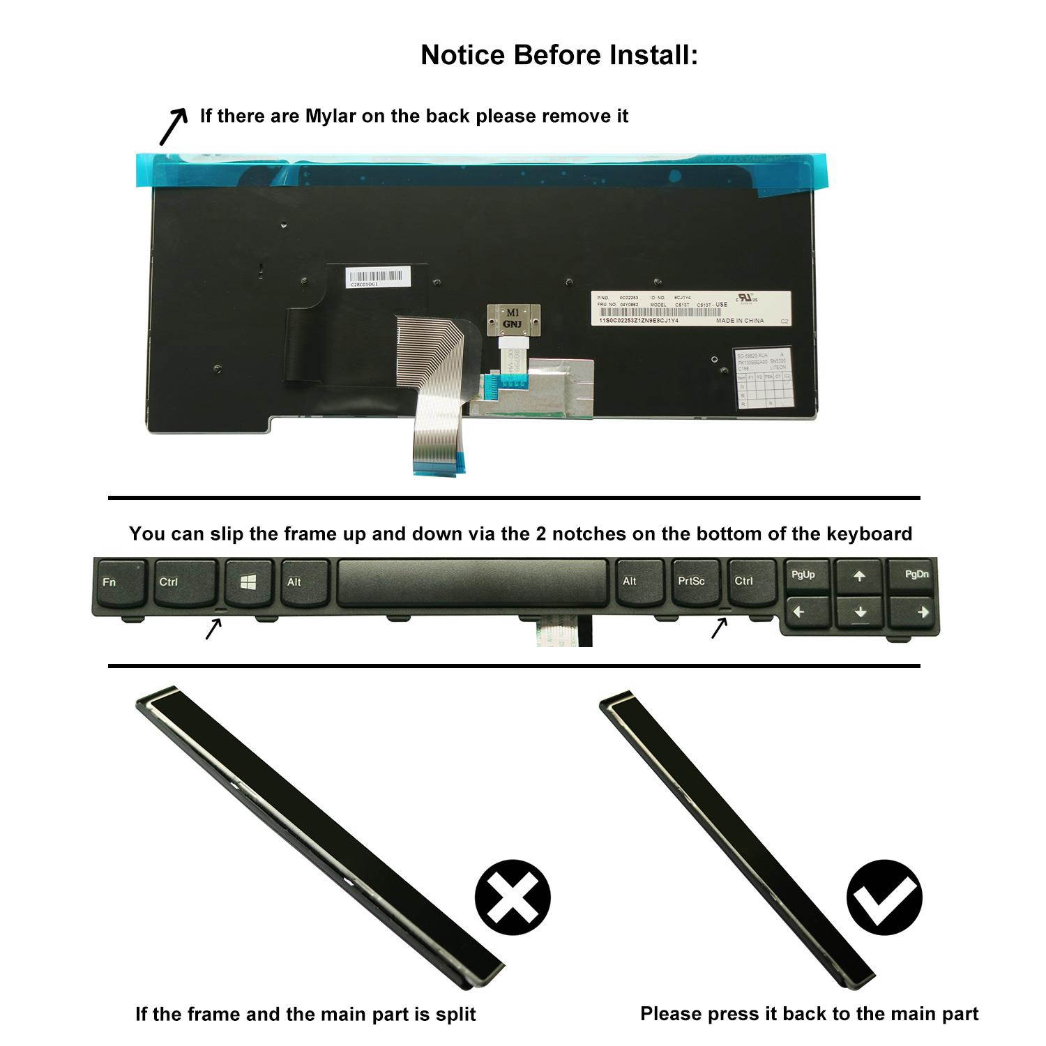 AUTENS Replacement US Keyboard for Lenovo ThinkPad L440 L450 L460 L470 T460 (Not Fit T460s T460p) Laptop No Backlight