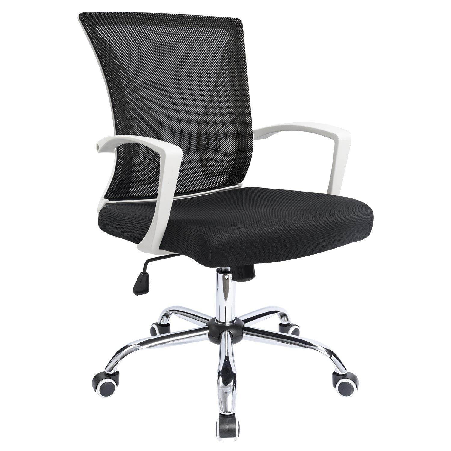 Furmax Office Chair Mid Back Swivel Lumbar Support Computer Ergonomic Mesh Chair with Armrest (Black)