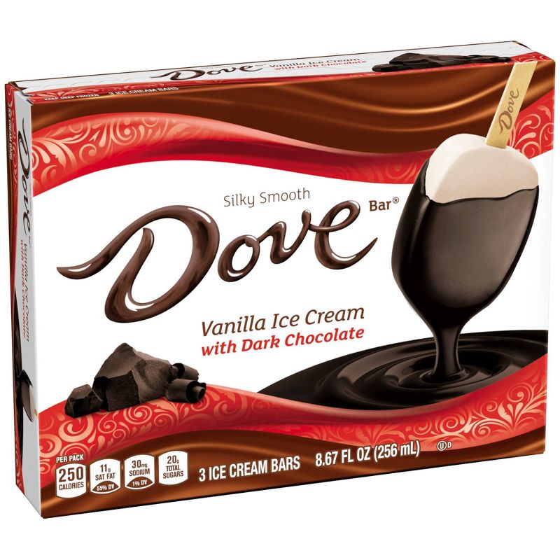 Dove Vanilla & Dark Chocolate Ice Cream Bar - 3ct