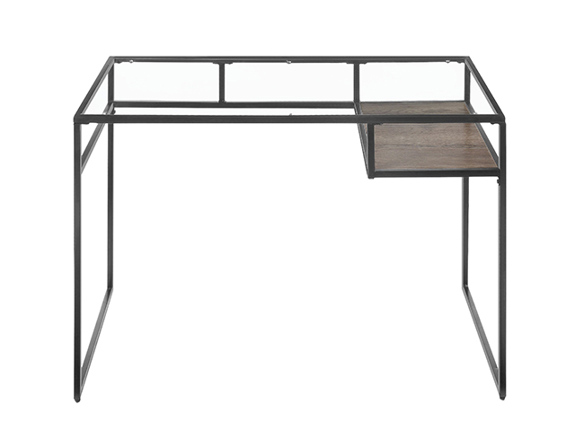 Metal & Glass Top Desk, Home Office Writing Desk, Makeup Table Desk Vanity for Home Decor,Blue,GT116
