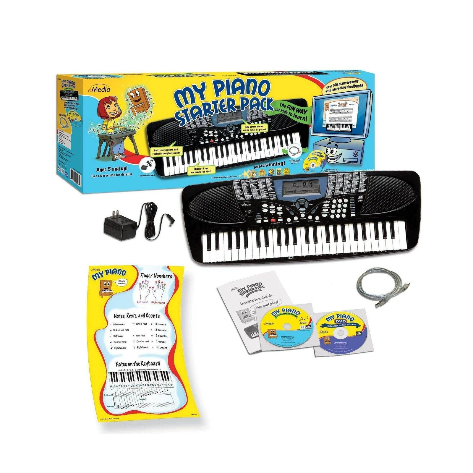 eMedia My Piano Starter Pack for Kids with Poster - 49-key Portable Keyboard ...