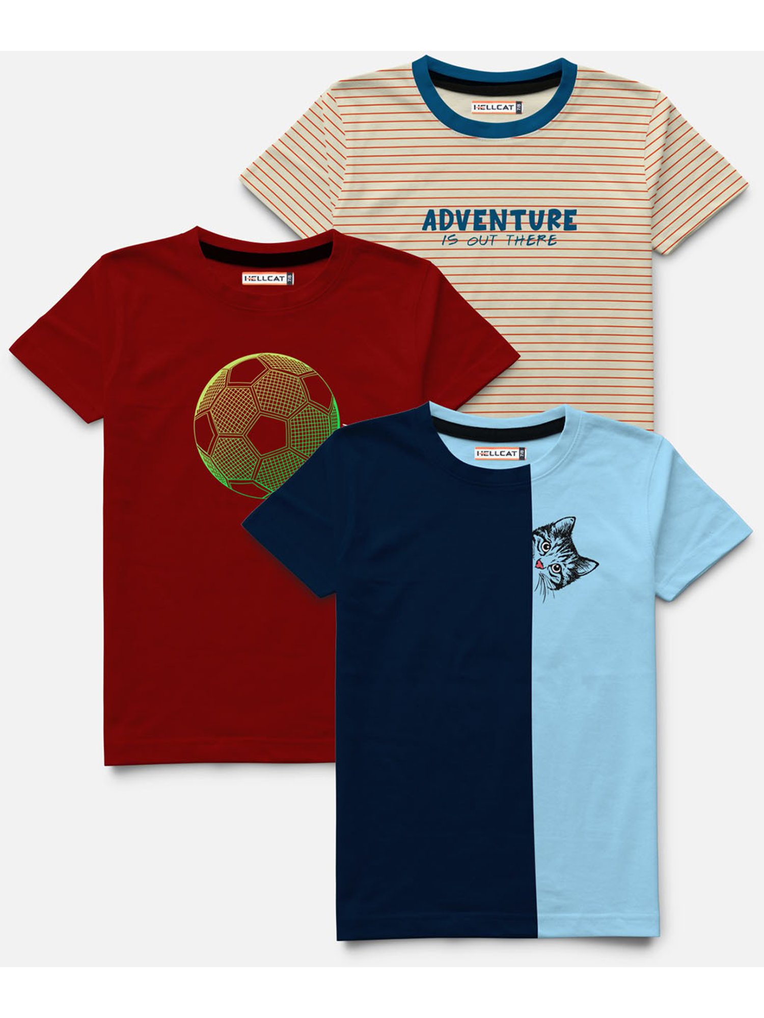 HELLCAT Multicolor Printed T-Shirt (Pack Of 3)