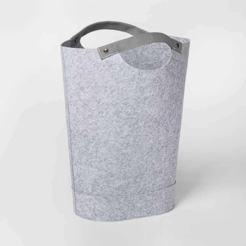 Household Essentials Round Brushed Stainless Hamper Wood Lid