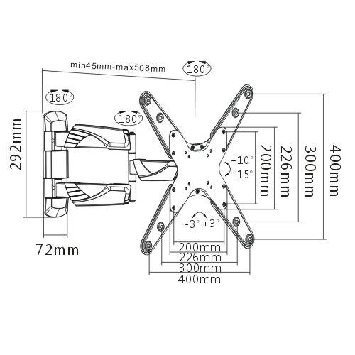 Impact Mounts FULL MOTION LCD LED TV WALL MOUNT TILT SWIVEL BRACKET 32- 55" TVs CURVED TVs OK (IM986)