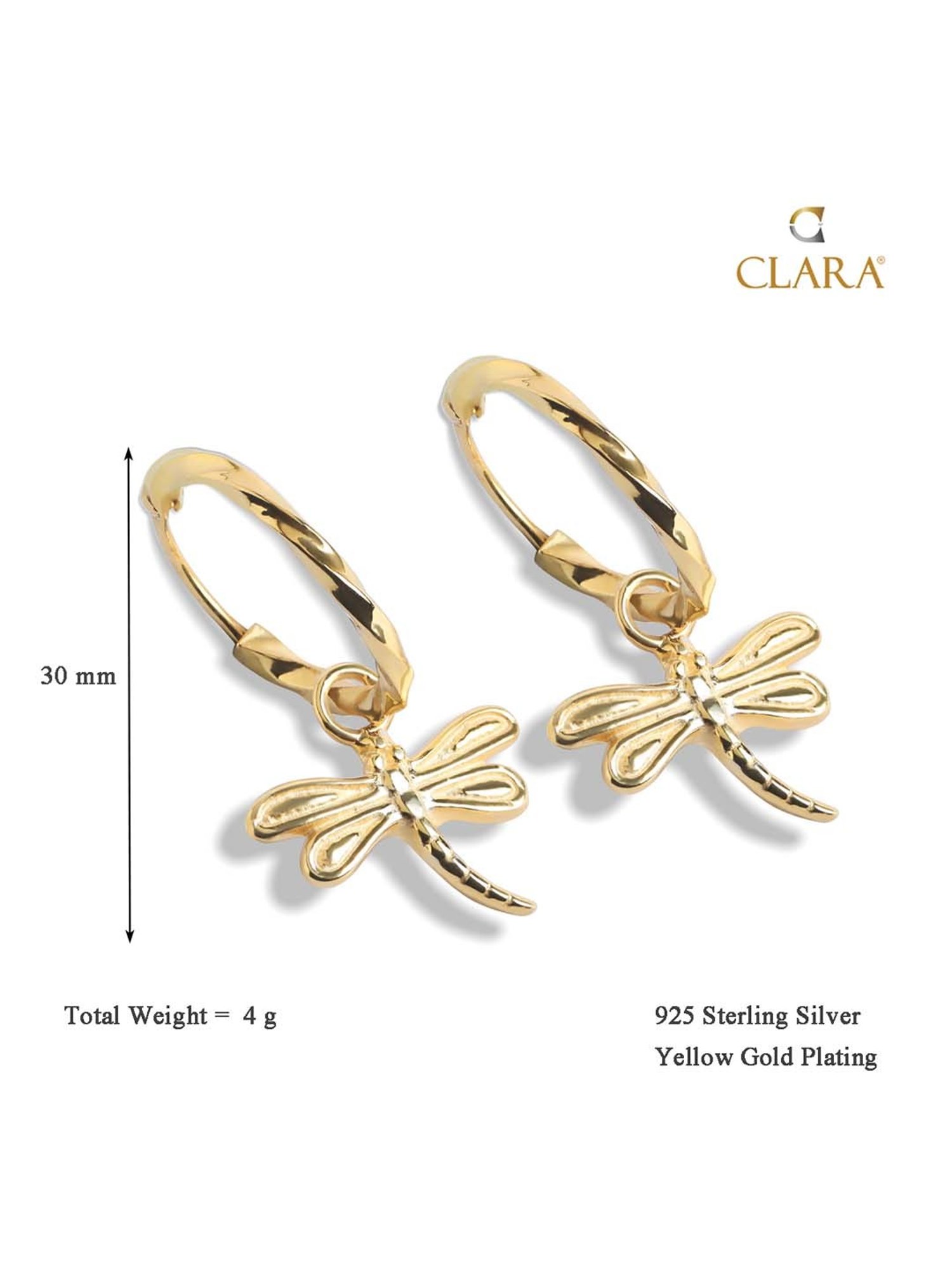 Clara 92.5 Sterling Silver Butterfly Earrings for Women
