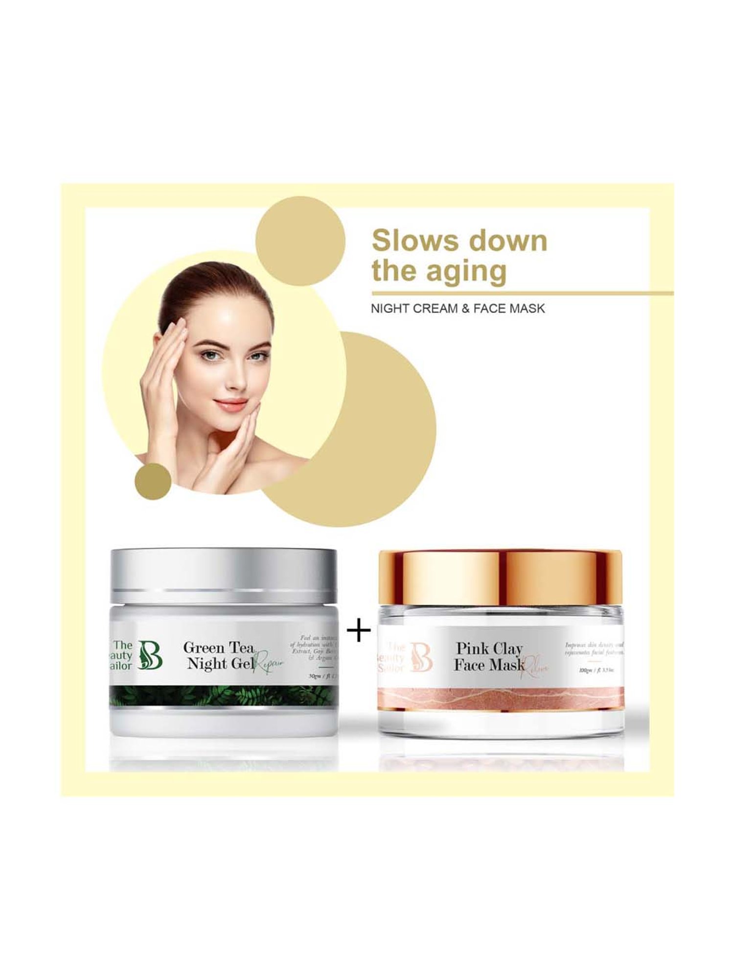 The Beauty Sailor Green Tea Night Gel Cream & Anti Aging Pink Clay Face Mask