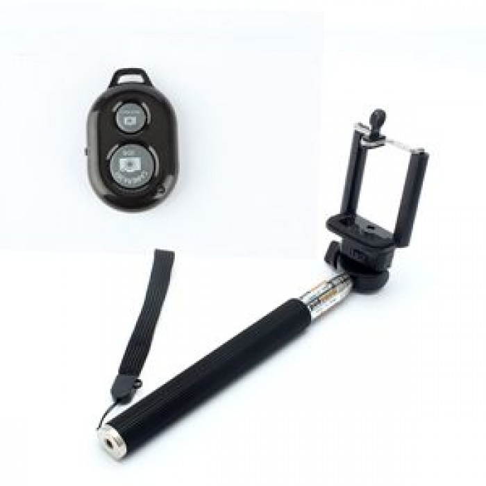 Extendable Wireless Handheld Multi Function Selfie Stick with separate Remote for Smartphone(Black)Pack of 1