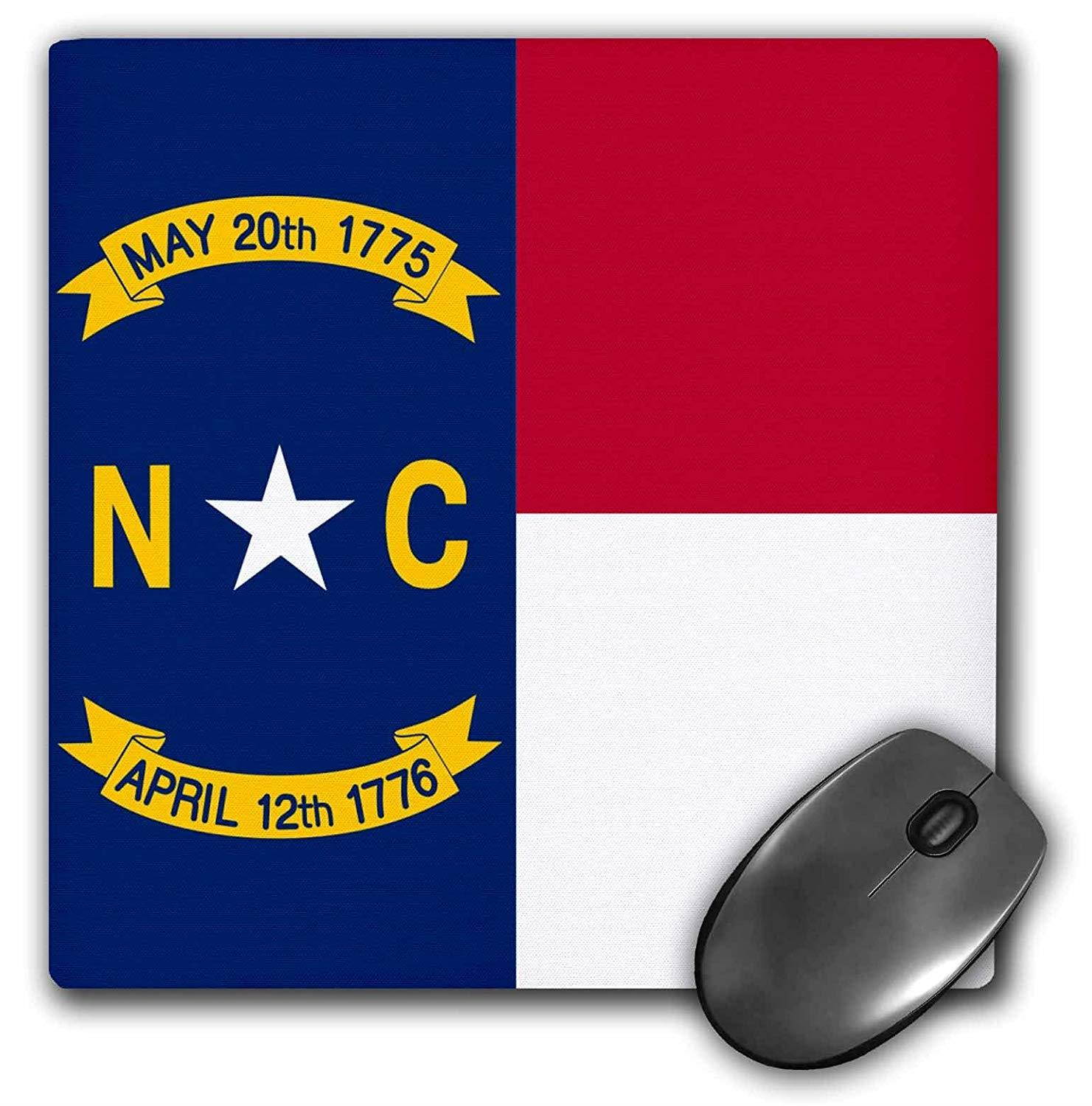 3dRose LLC 8 x 8 x 0.25 Inches Mouse Pad, Flag of North Carolina Nc Us American United State of America USA Red White Blue Great Seal (mp_158396_1)