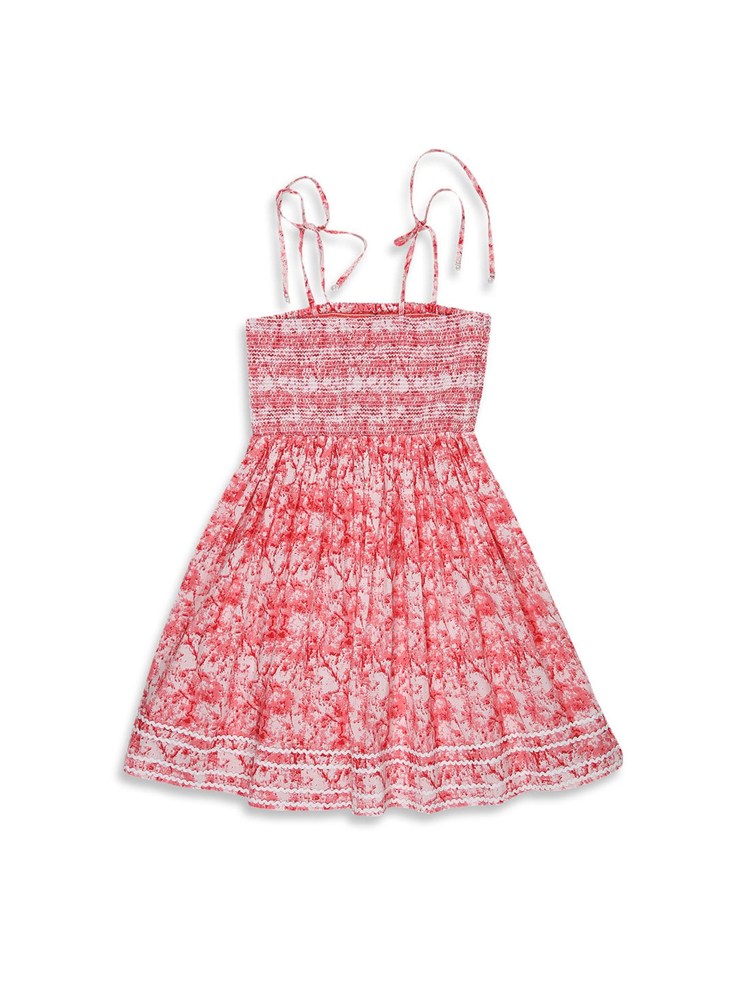 Butterfly Blush Kids White & Red Printed Casual Dresses