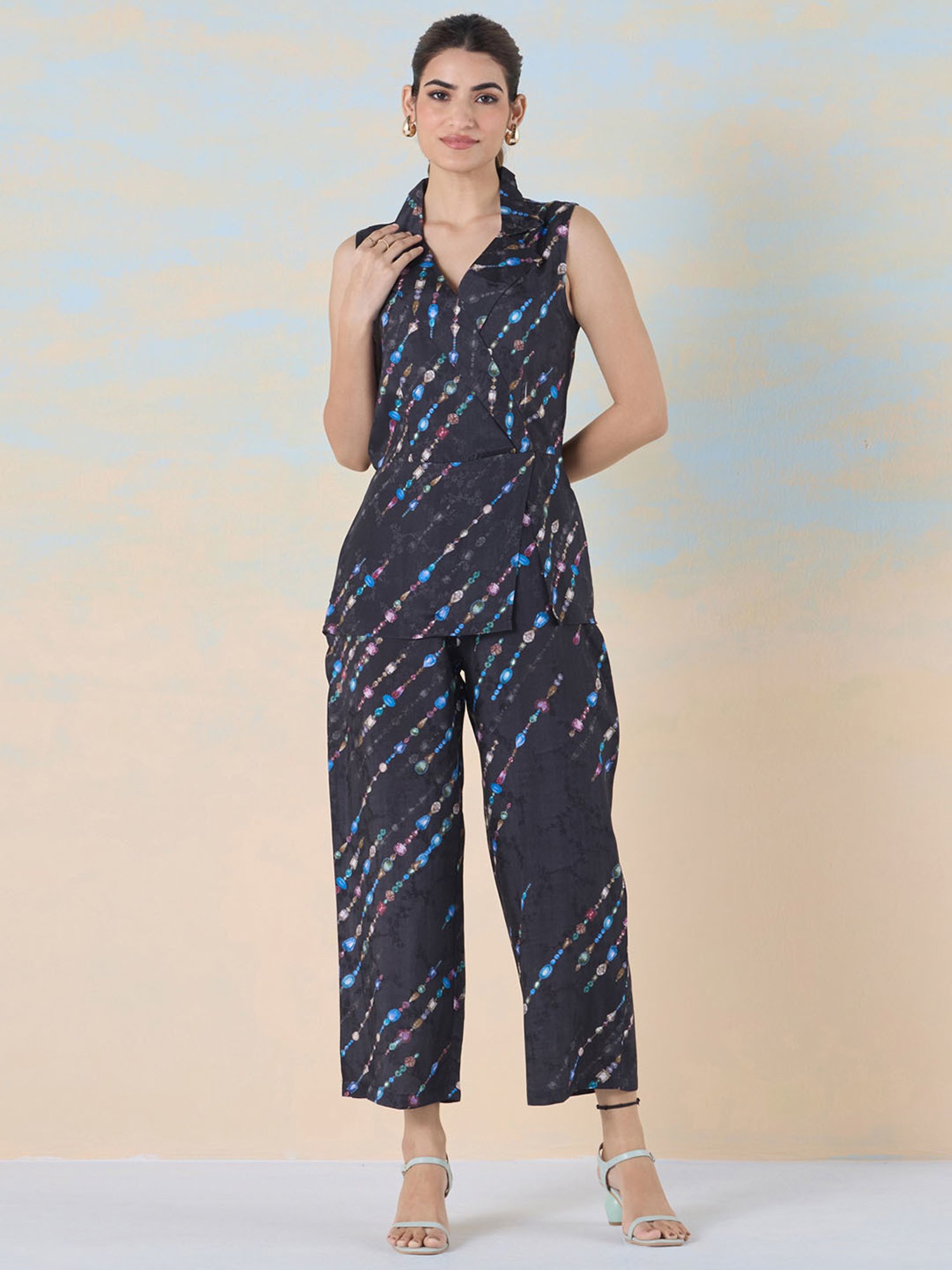 navyasa by liva Black Printed Jumpsuit
