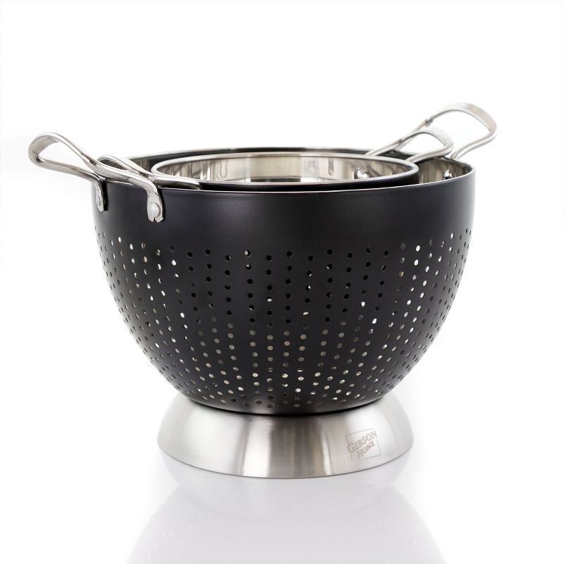 Gibson Home 2 Piece Crossen Stainless Steel Colander Set in Black