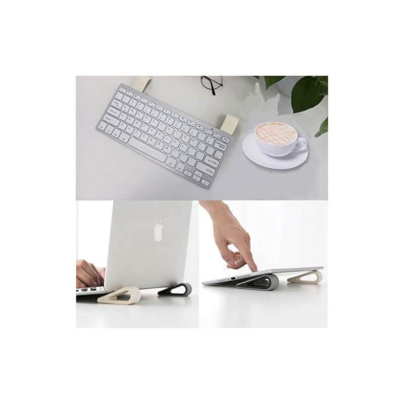 Universal Laptop/Computer Keyboard Stands, [4 Pack] Rubber Tilting Wedge Riser Holder for Desk, Ultra Compact Portable Ventilated Stand & Elevated Feet for Notebook Keyboard - White