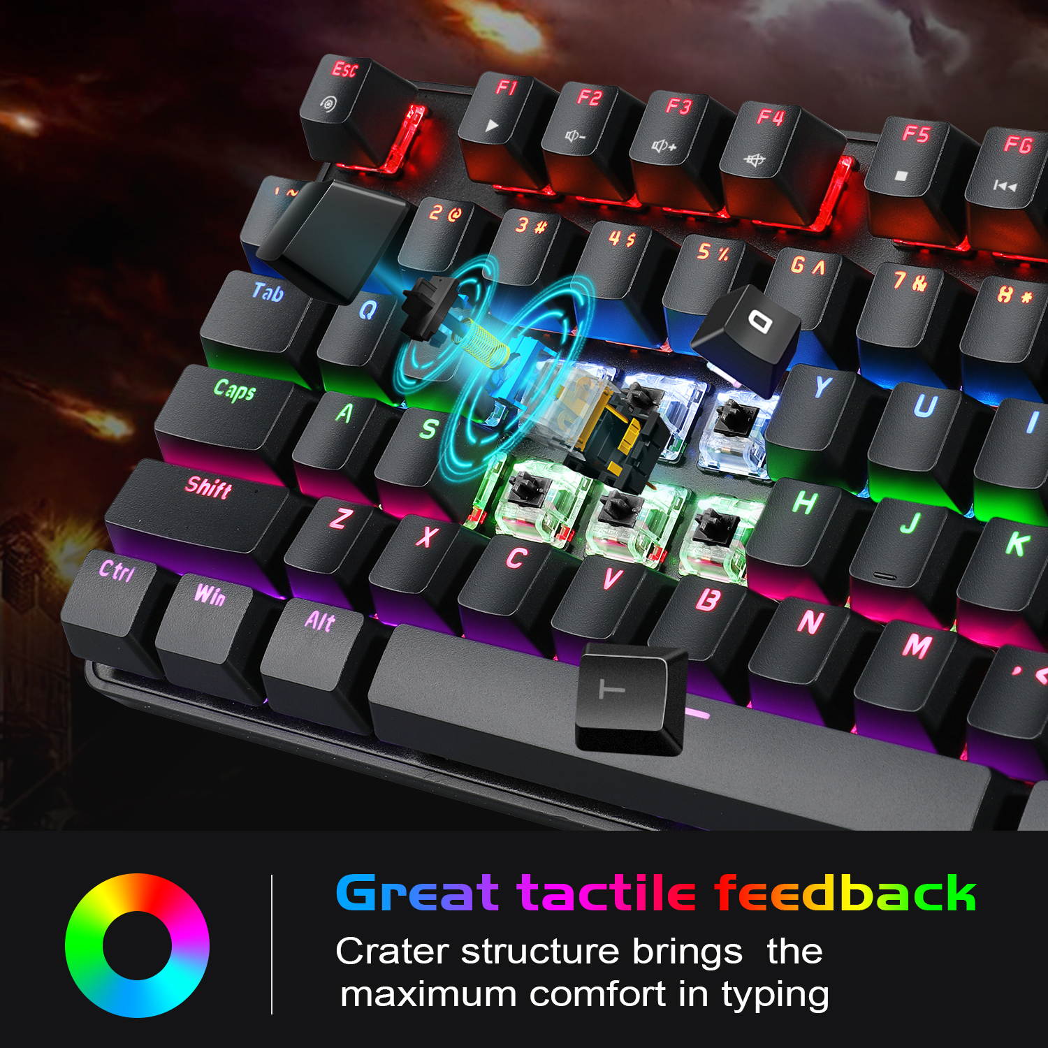 Mechanical Gaming Keyboard and Mouse Combo, MageGee MK-Storm 104 Keys Rainbow Backlit Keyboards, Black Switches, 7 Button Mouse Wired for PC Gamer Computer Laptop