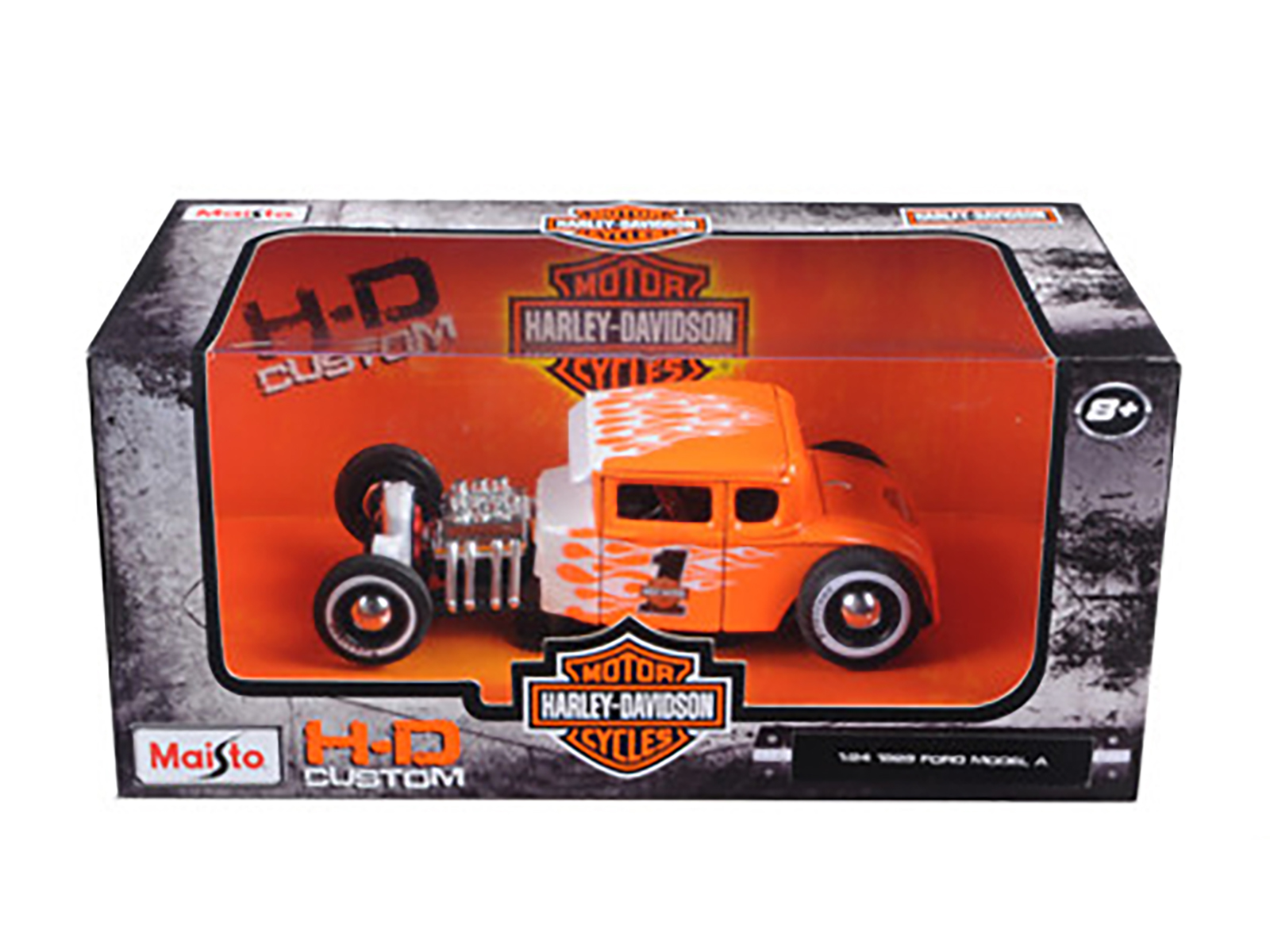 2021 Ford Bronco Badlands Orange and Black "Harley Davidson" "H-D Custom" Series 1/24 Diecast Model Car by Maisto