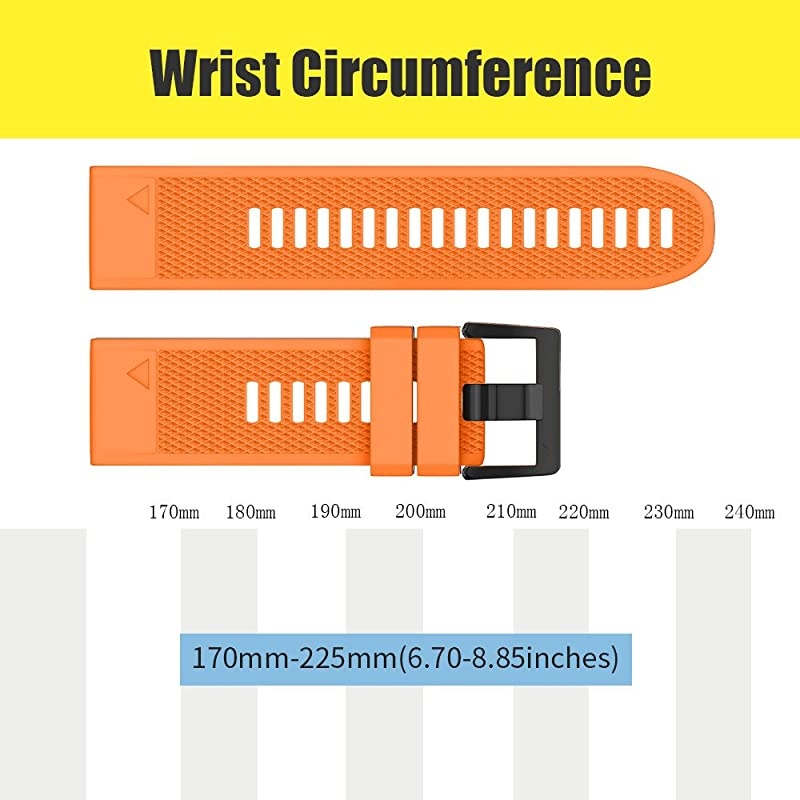 Compatible with Fenix 5 Band Easy Fit 22mm Width Soft Silicone Watch Strap Replacement for Fenix 5Fenix 5 PlusForerunner 935Approach S60Quatix 5 Orange