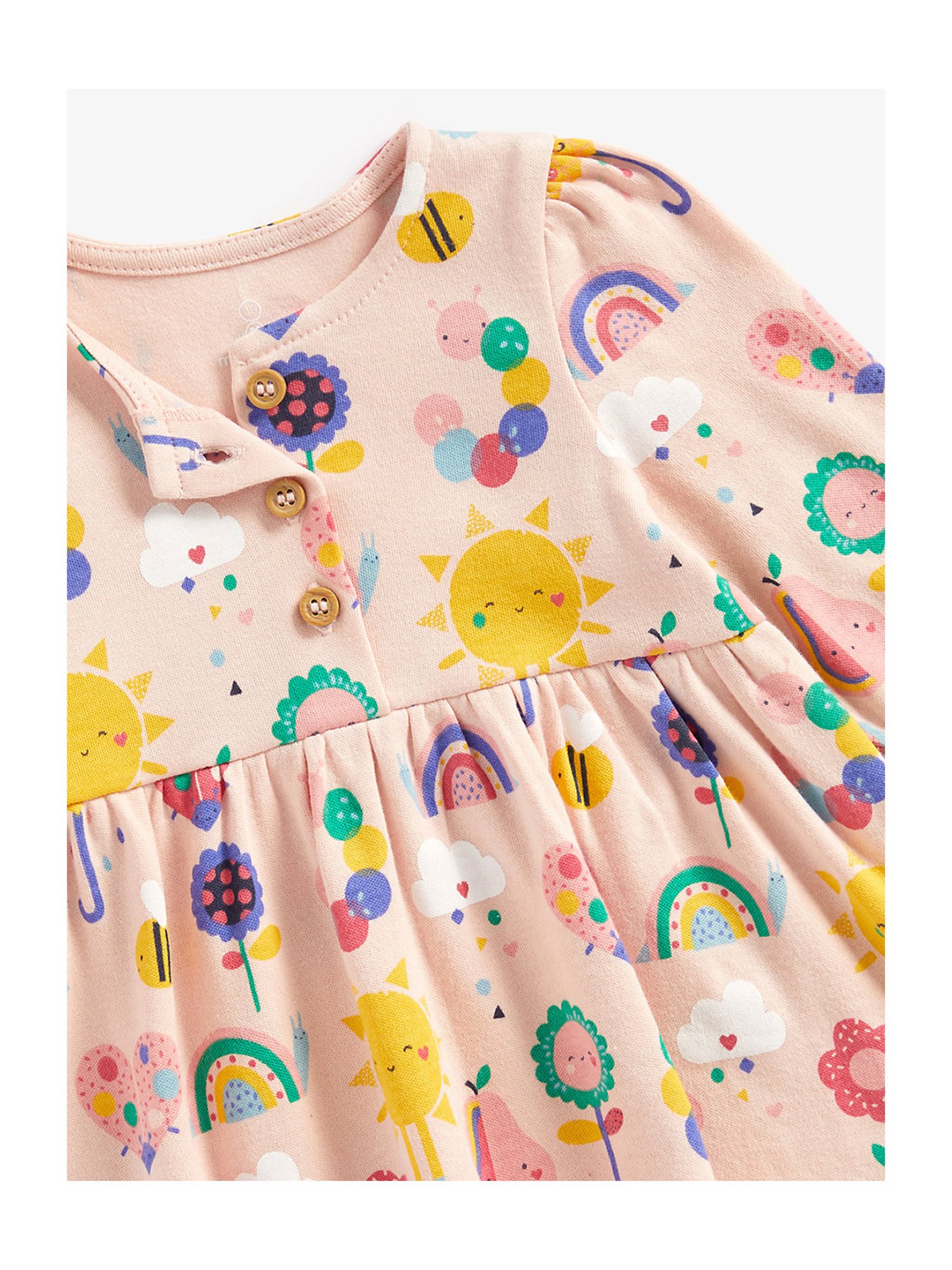 Mothercare Kids Peach & Blue Printed Full Sleeves Top with Leggings