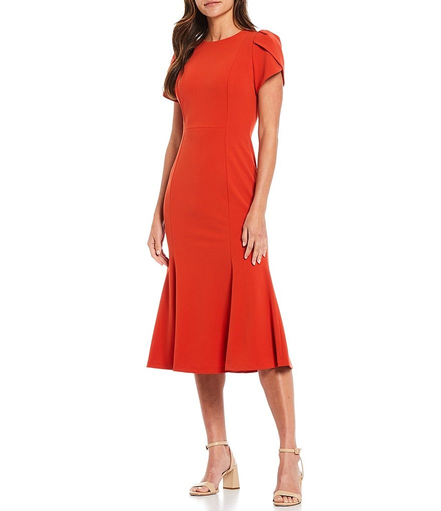 Vince Camuto Halter Bow Neck Sleeveless Midi Dress with Side Seam Pockets