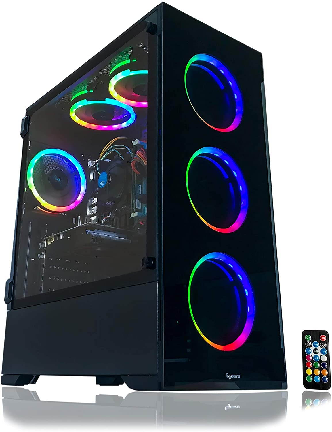Gaming PC Desktop Computer Intel i5 3.10GHz,8GB Ram,1TB Hard Drive,Windows 10 pro,WiFi Ready,Video Card Nvidia GTX 650 1GB, 6 RGB Fans with Remote