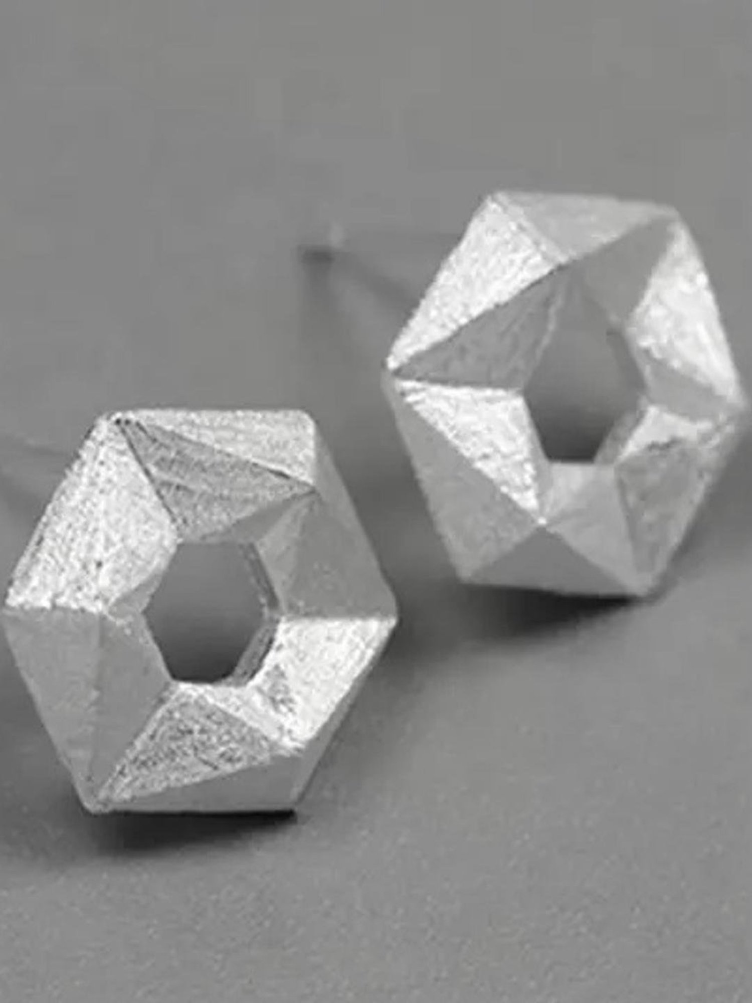 Rihi by P.C. Chandra Jewellers 92.5 Sterling Silver Octagon Stud Earrings for Women & Girls