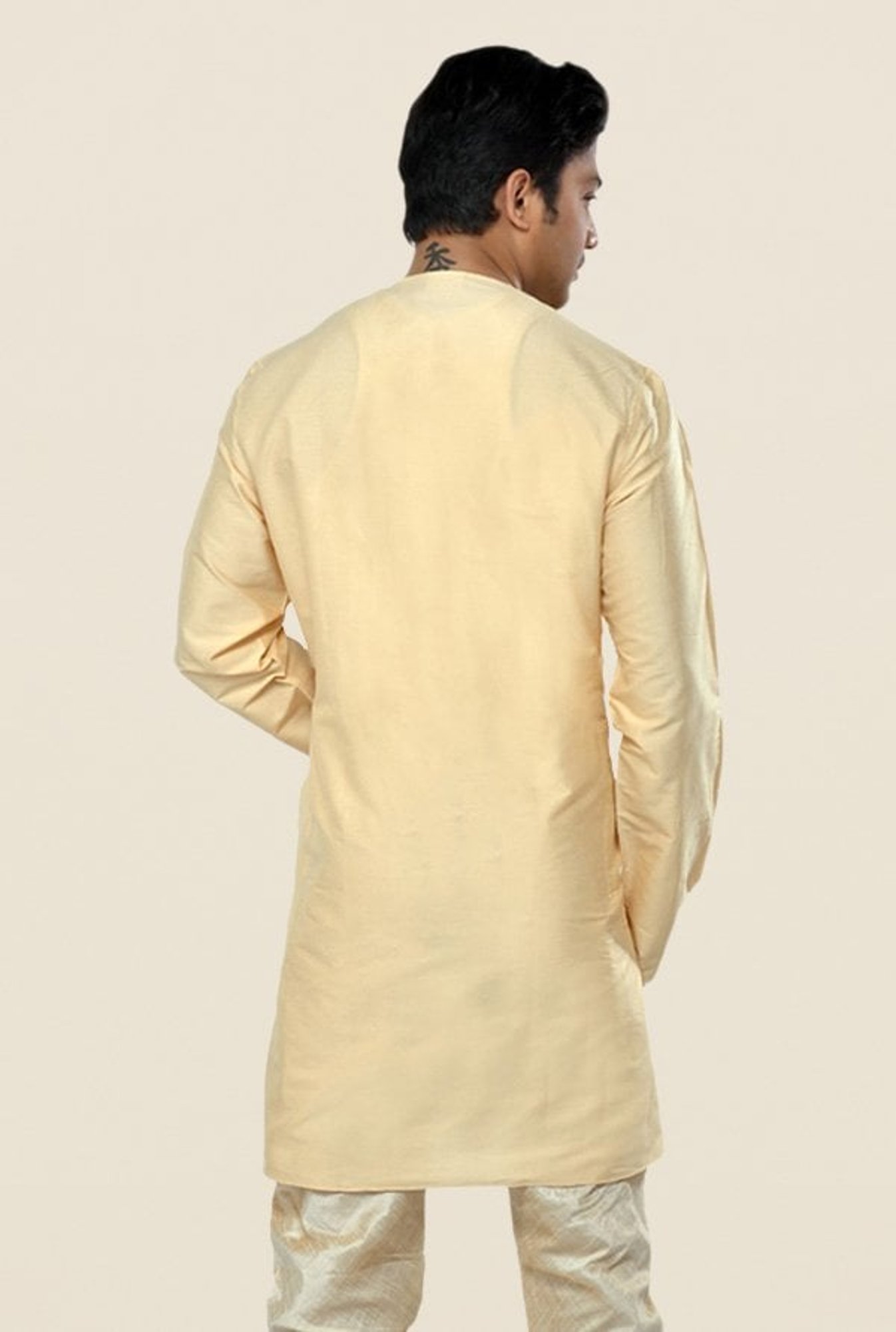 Manyavar Light Beige Solid Kurta