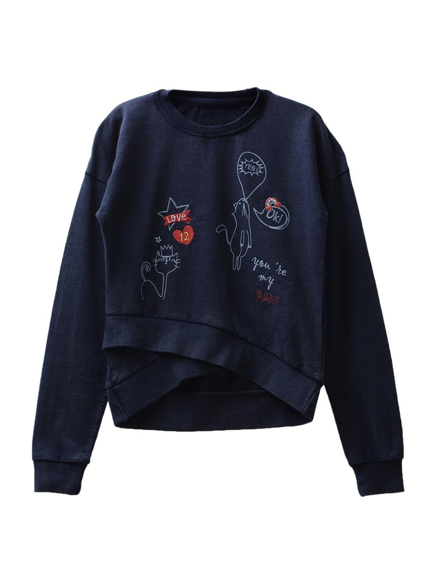 Under Fourteen Only Kids Navy Embroidered Full Sleeves Sweatshirt