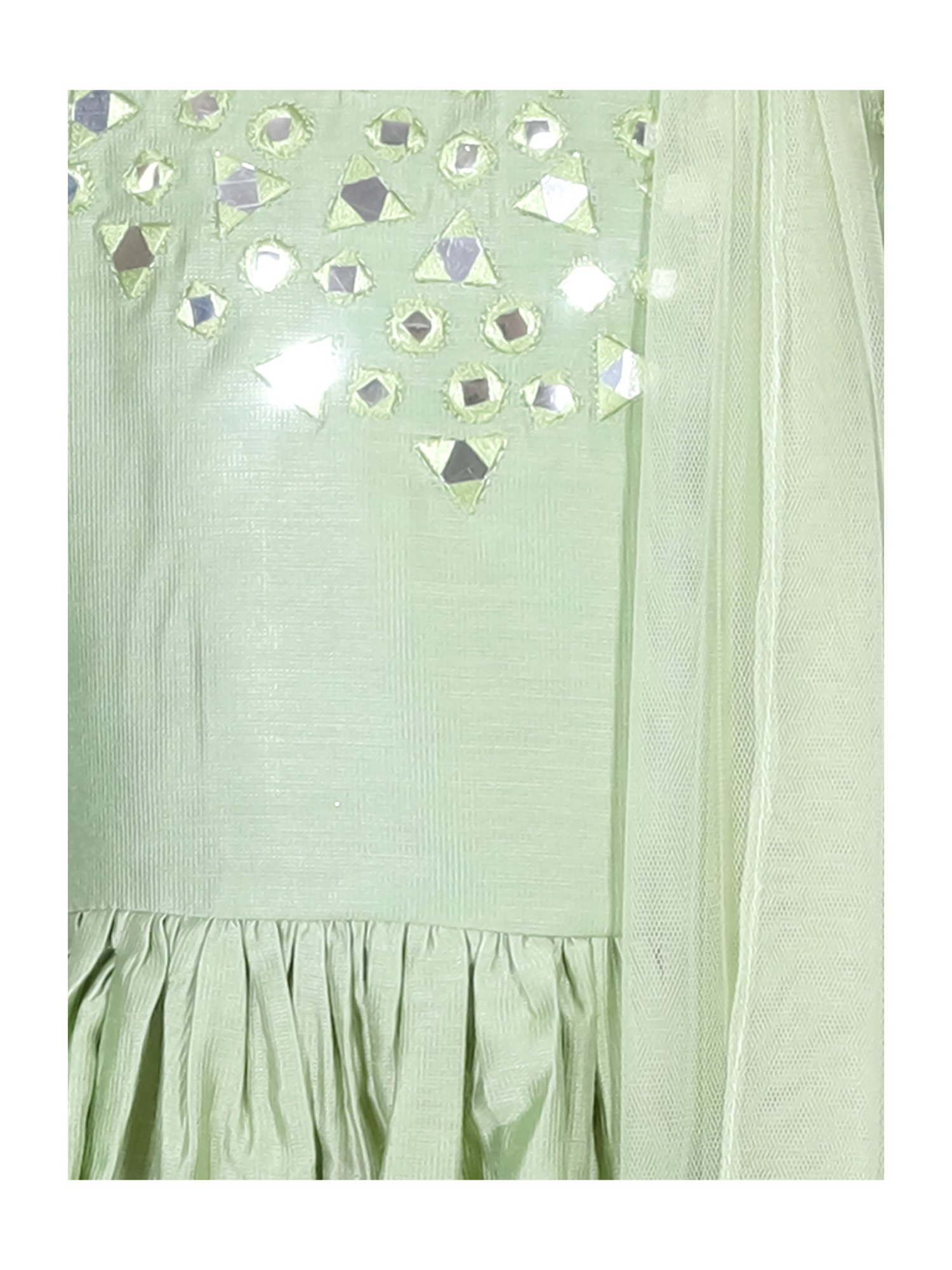 Lil Drama Kids Green Embellished Kurta, Gharara with Dupatta