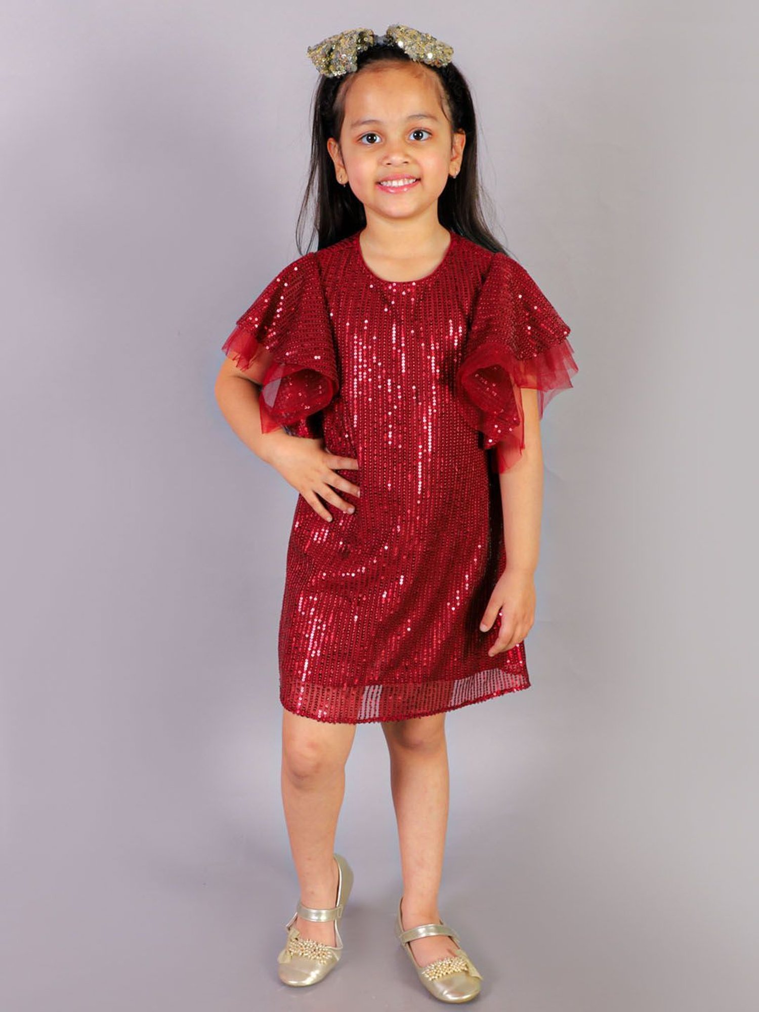 Lil Drama Kids Red Embellished Dress