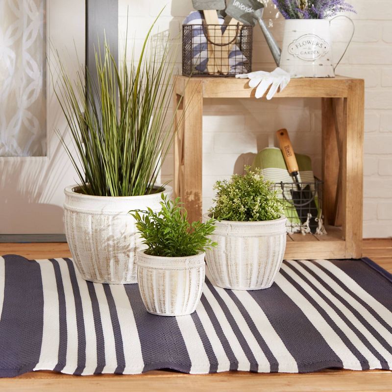 Set of 3 Indoor/Outdoor Ceramic Planters Antique Stone - Zings & Thingz