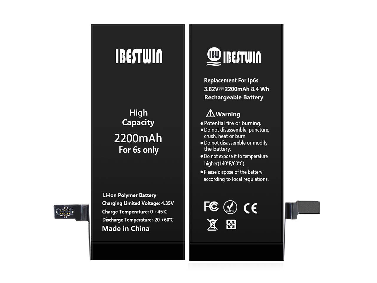 IBESTWIN 2200mAh Upgrade Replacement Battery for iPhone 6s with Tool kit Adhesive and Instruction, High Capacity Battery 0 Cycle-3 Years Warranty
