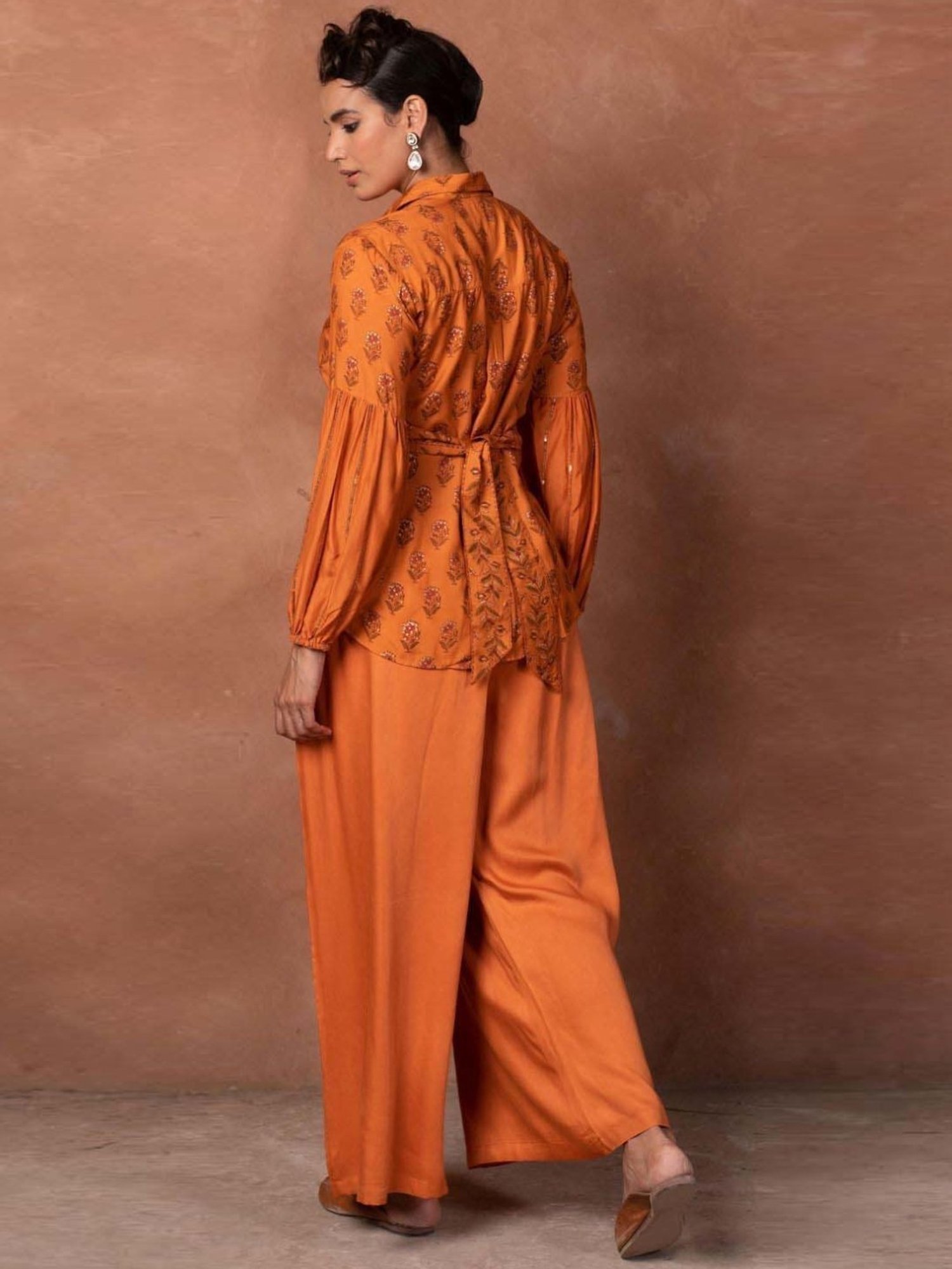 Prakriti Jaipur Orange Chaashini Pleated Pants