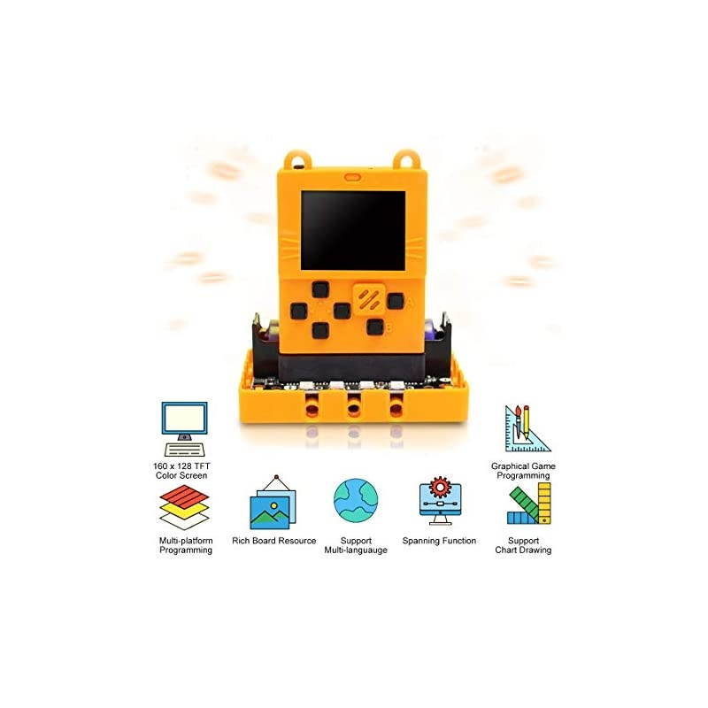 Programming Board Game Development Board with 160 128 Screen Codable Console for Microsoft Makecode Arcade macOS Windows 7 and Above Available with Orange Silicone Protective Case