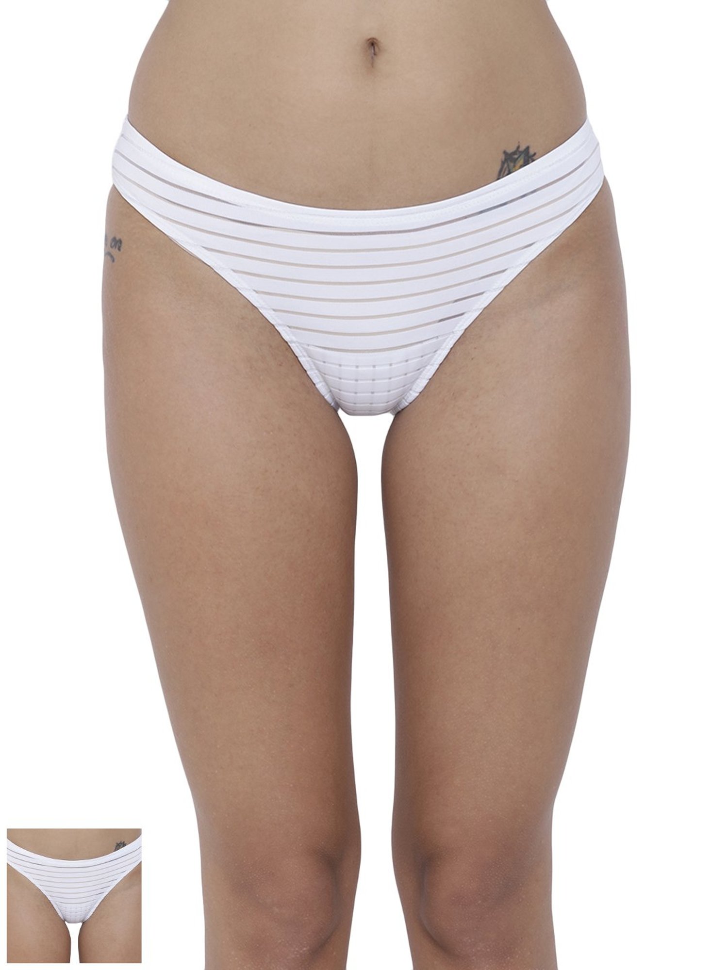 BASIICS by La Intimo Multicolor Striped Bikini Panty ( Pack Of 2 )
