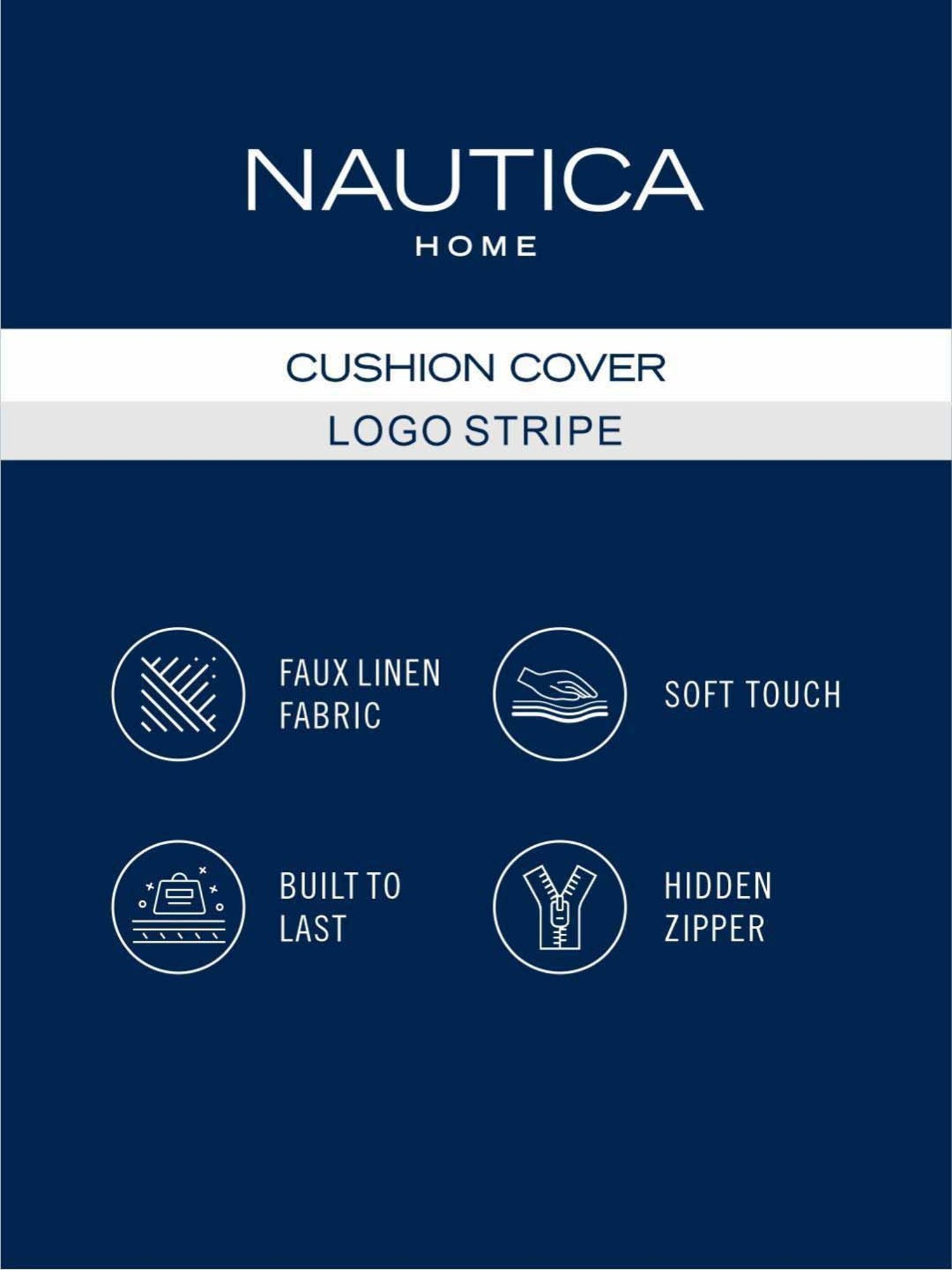 Nautica Logo Stripe Grape & Navy Microfibre 300 GSM Premium Cushion Covers - Set of 2