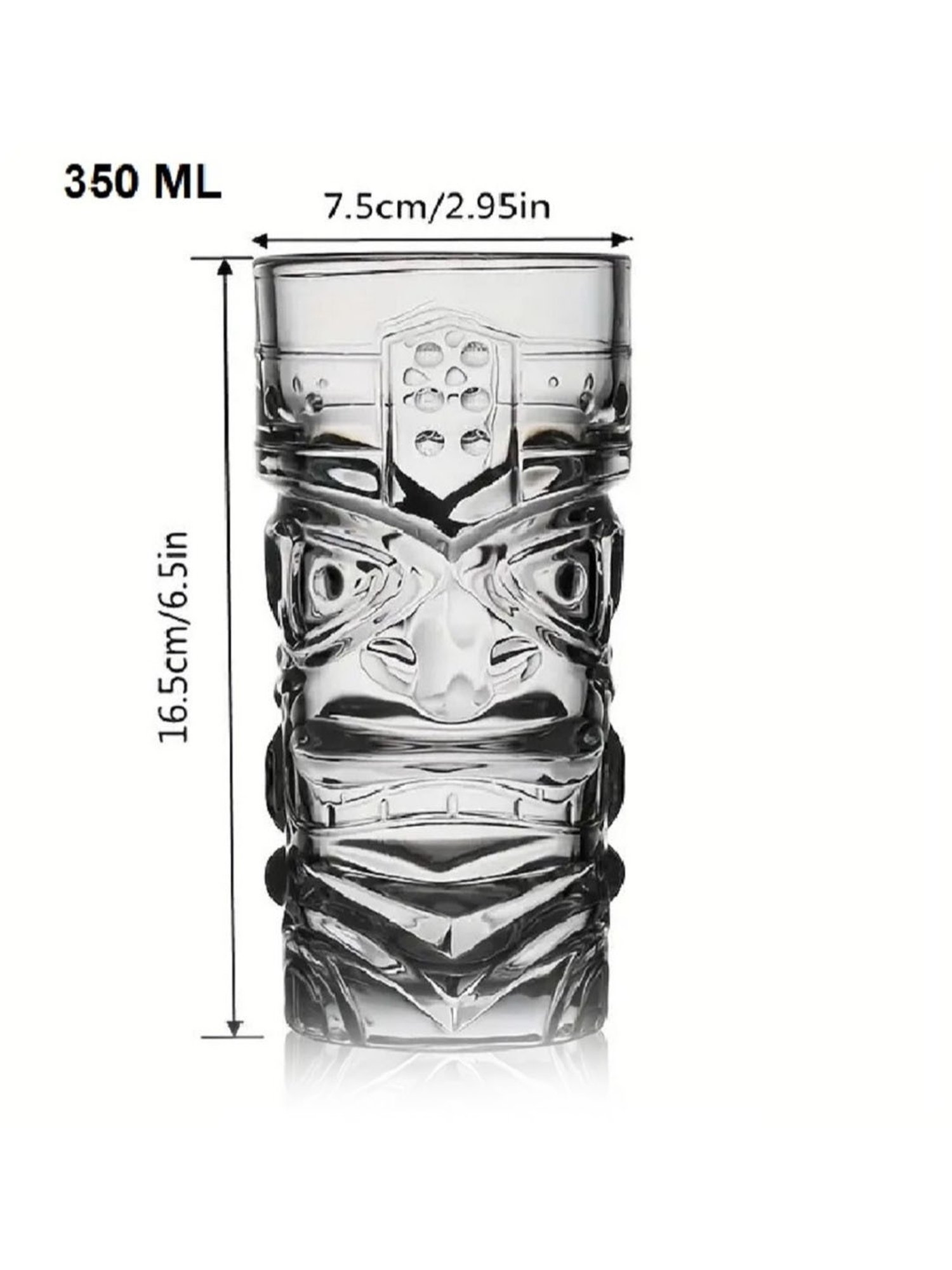 Melbify Tiki Hawaiian Style Transparent Cocktail Glasses 350ml - Set of 6