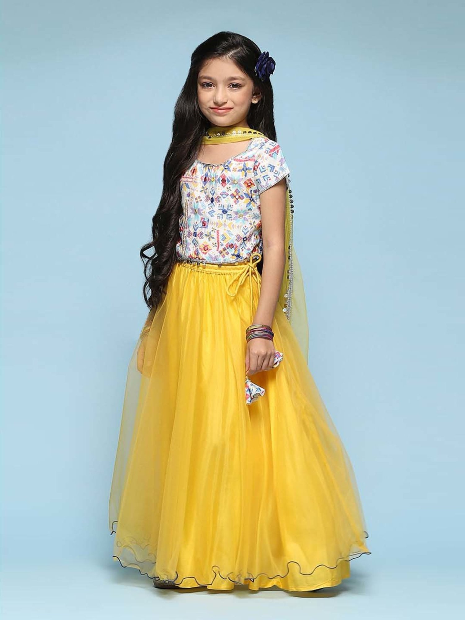 A Little Fable Kids Red & Beige Embellished Lehenga Choli