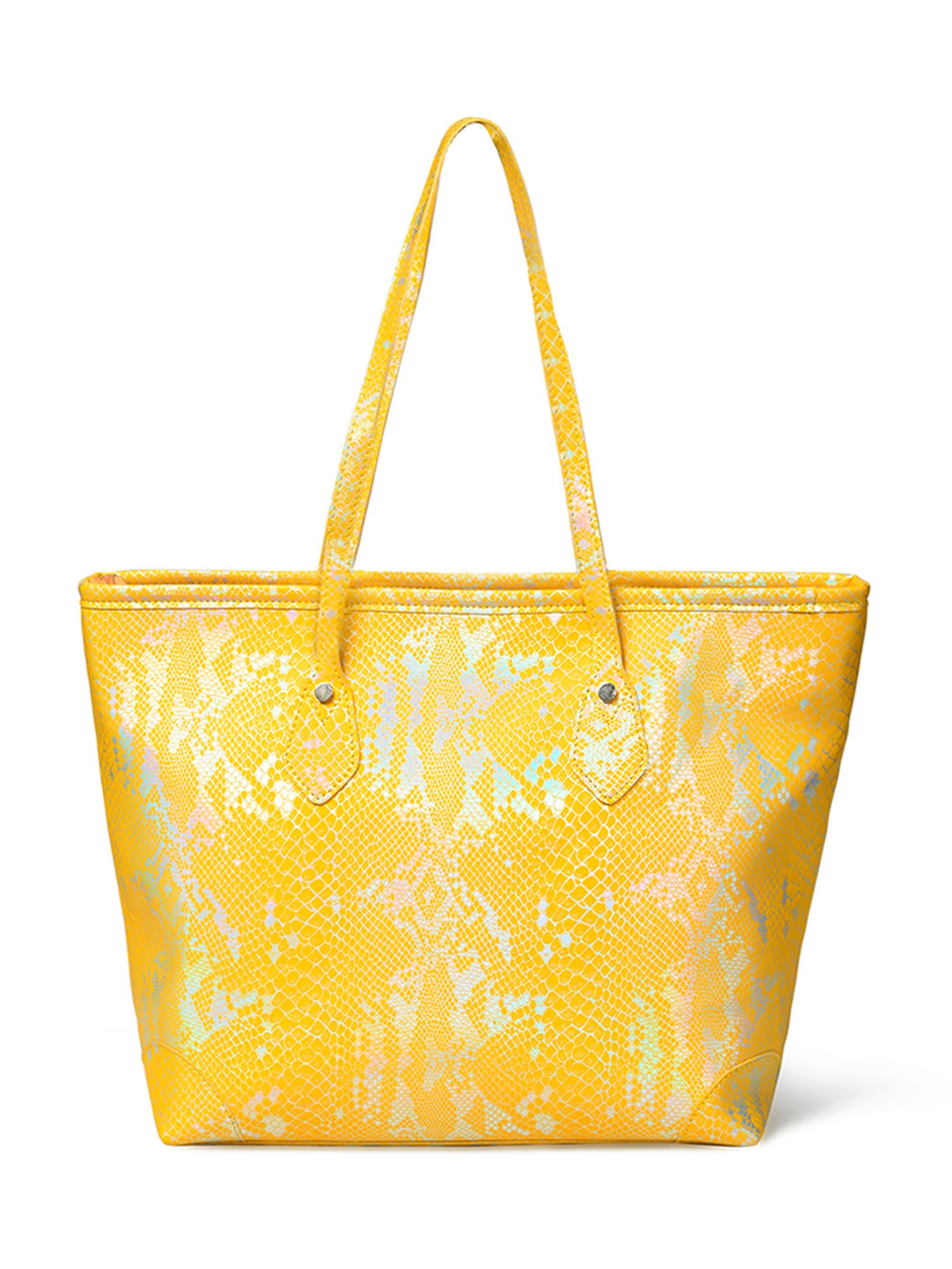 PELLE LUXUR Yellow & Silver Large Handheld Handbag